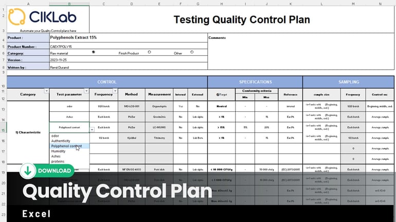 Quality control Plan