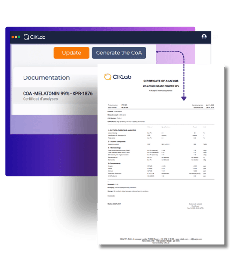 Certificate of analysis generation with ciklab